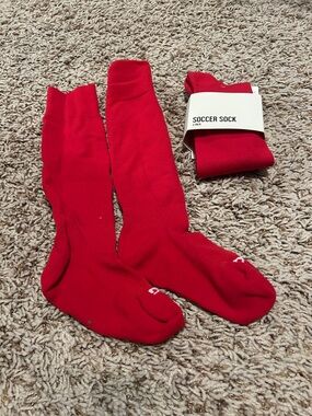 DSG red Soccer Crew Socks - 2 Pack, size XS